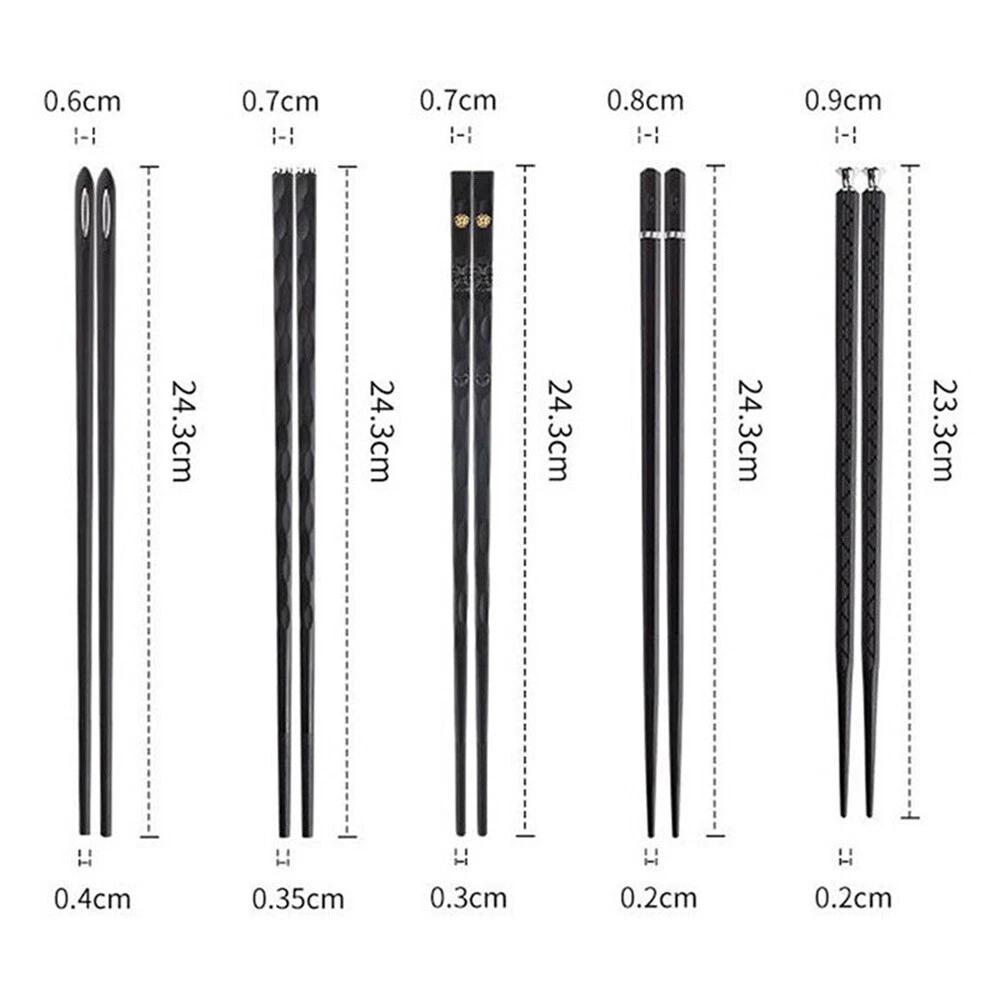 5 Pairs Premium Quality Alloy Chinese Japanese Chopsticks Dishwasher Safe Black - Image 2