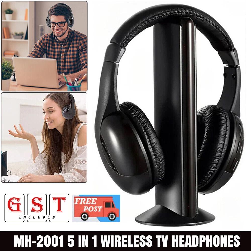 5 in 1 Cordless Headphones Wireless Earphone FM Radio TV Headset Wired Headphone