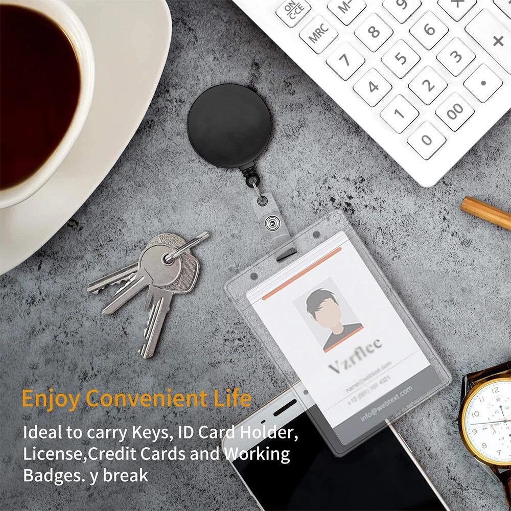 5pcs Retractable Card Holder Reel ID Key Badge Tag Clip Reinforced Vinyl Strap - Image 4