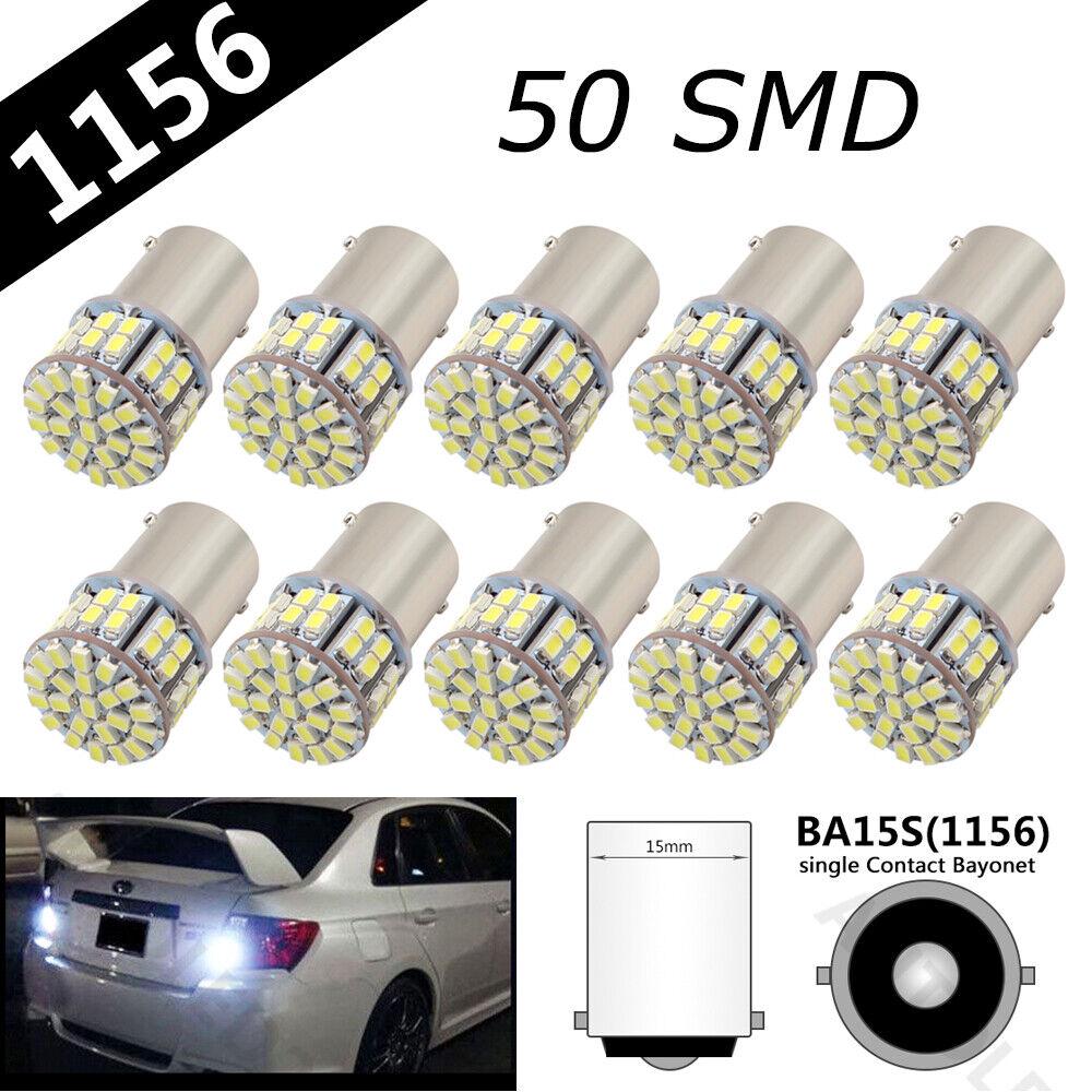 5x BA15S 50 SMD LED - BRIGHT WHITE 1156 Brake Reverse Light Bulb Globe Lamp 12V