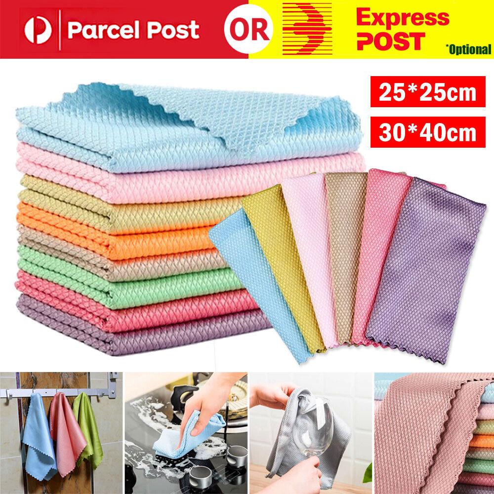 Fish Scale Microfiber Cleaning Cloth Dish Washing Glass Wipe Reusable Kitchen