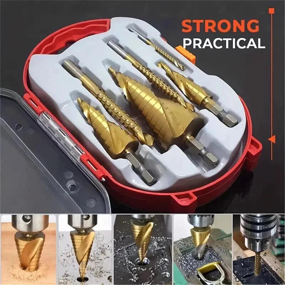 6PCS HSS Reaming Slot Saw Drill Step Drill Bit Pagoda Sawtooth Set Hole Opener - Image 2
