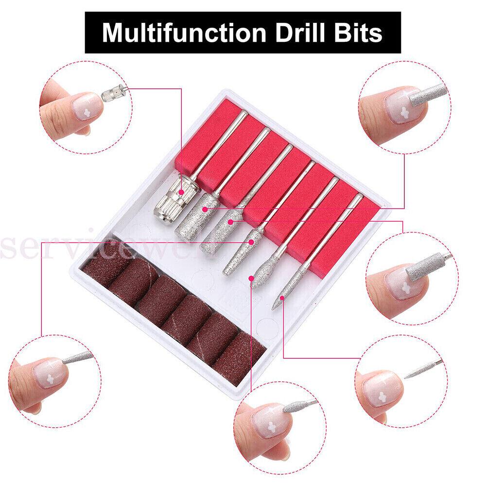 6X Nail Electric Drill Bits Sanding Bands File Set Filing Pedicure Manicure Tool - Image 3