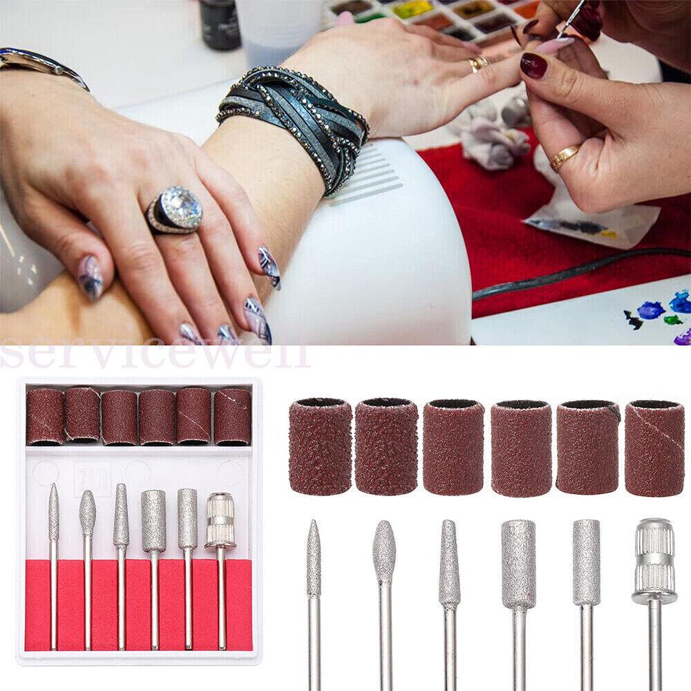 6X Nail Electric Drill Bits Sanding Bands File Set Filing Pedicure Manicure Tool