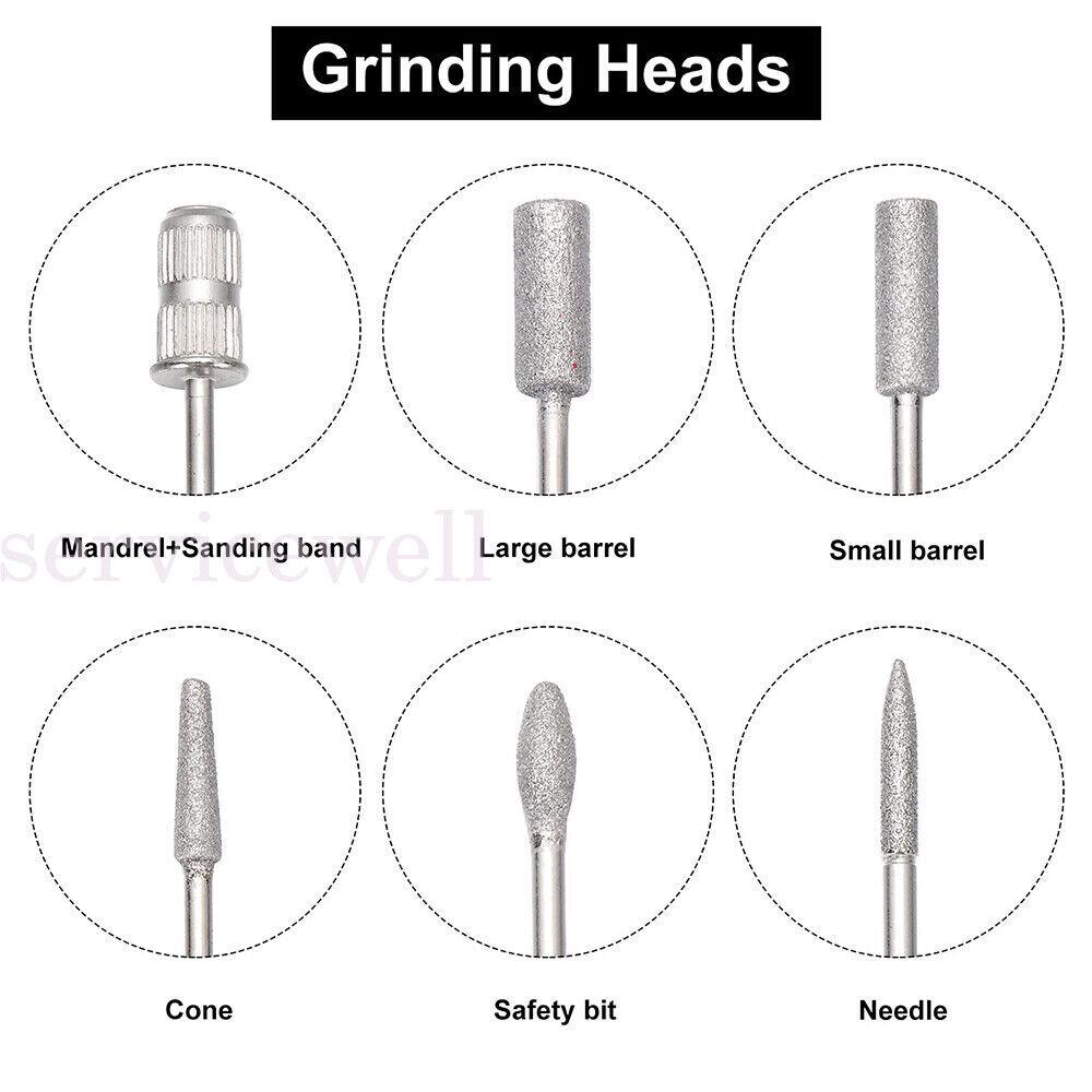6X Nail Electric Drill Bits Sanding Bands File Set Filing Pedicure Manicure Tool - Image 6