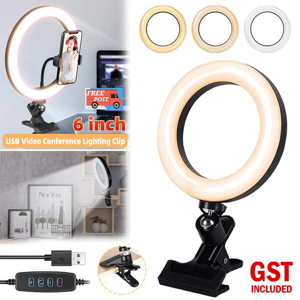 6 inch USB Video Conference Lighting Clip on LED Ring Light for Laptop Monitor