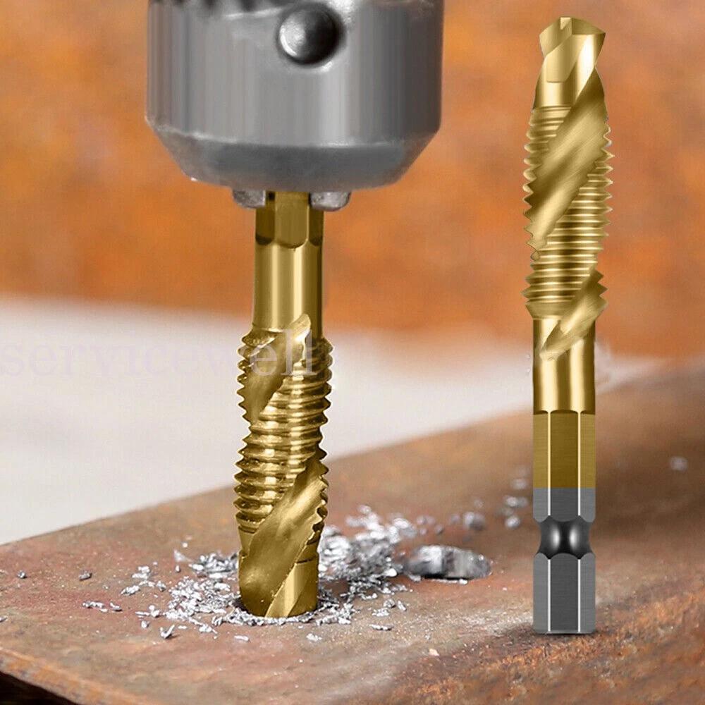 6pc X HSS Hex Shank Tap Drill Bits Metric Thread Screw Compound Tapping Set Tool - Image 6