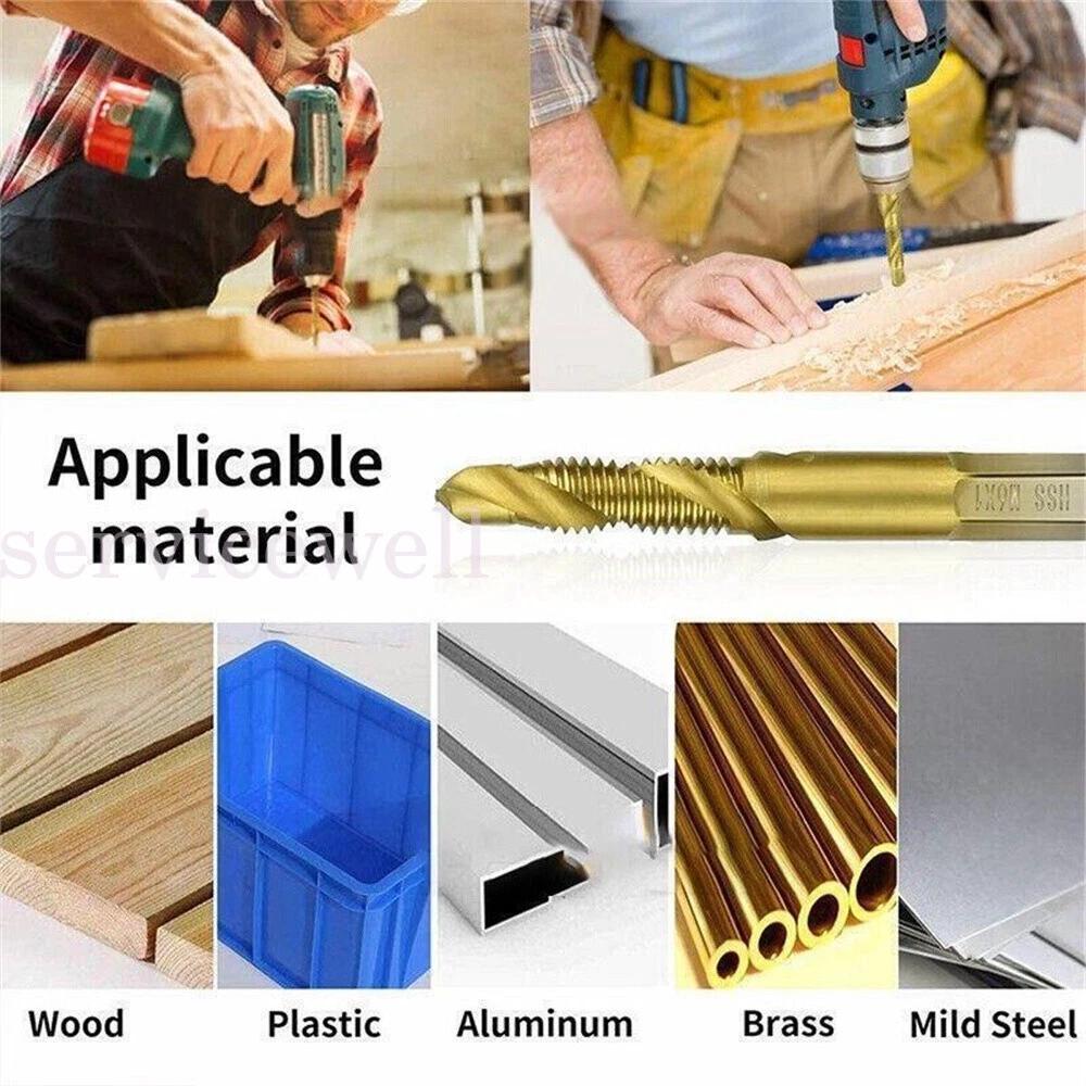 6pc X HSS Hex Shank Tap Drill Bits Metric Thread Screw Compound Tapping Set Tool - Image 5