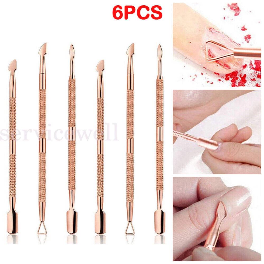 6pcs Cuticle Peeler Scraper Remove Gel Nail Polish Pusher and Spoon Nail Cleaner