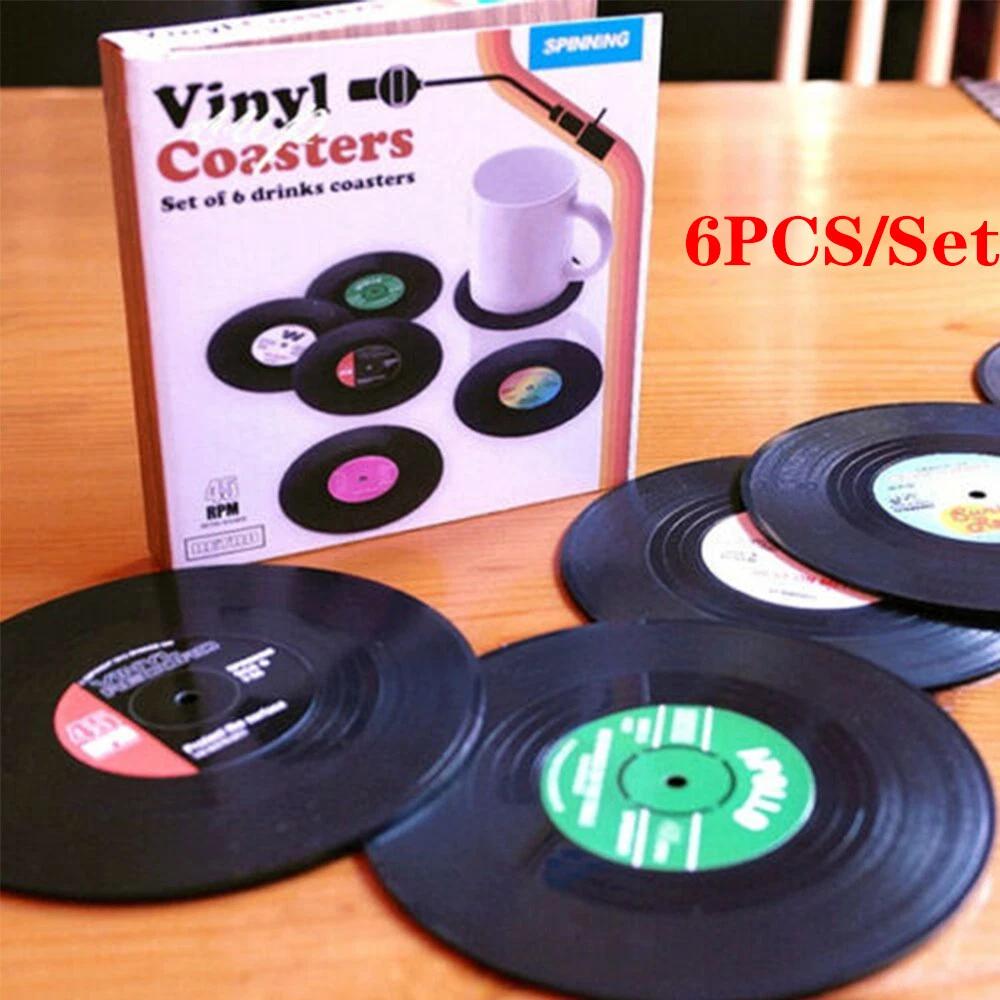 6x Creative Vinyl Record Cup Coaster Glass Drink Holder Place Mat Tableware NEW - Image 4