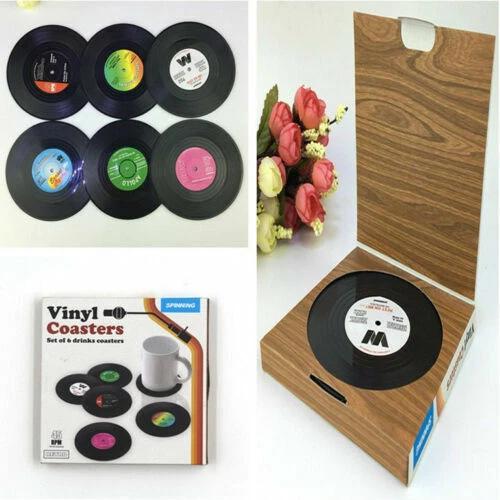 6x Creative Vinyl Record Cup Coaster Glass Drink Holder Place Mat Tableware NEW - Image 5