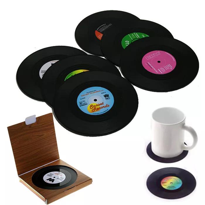 6x Creative Vinyl Record Cup Coaster Glass Drink Holder Place Mat Tableware NEW - Image 2