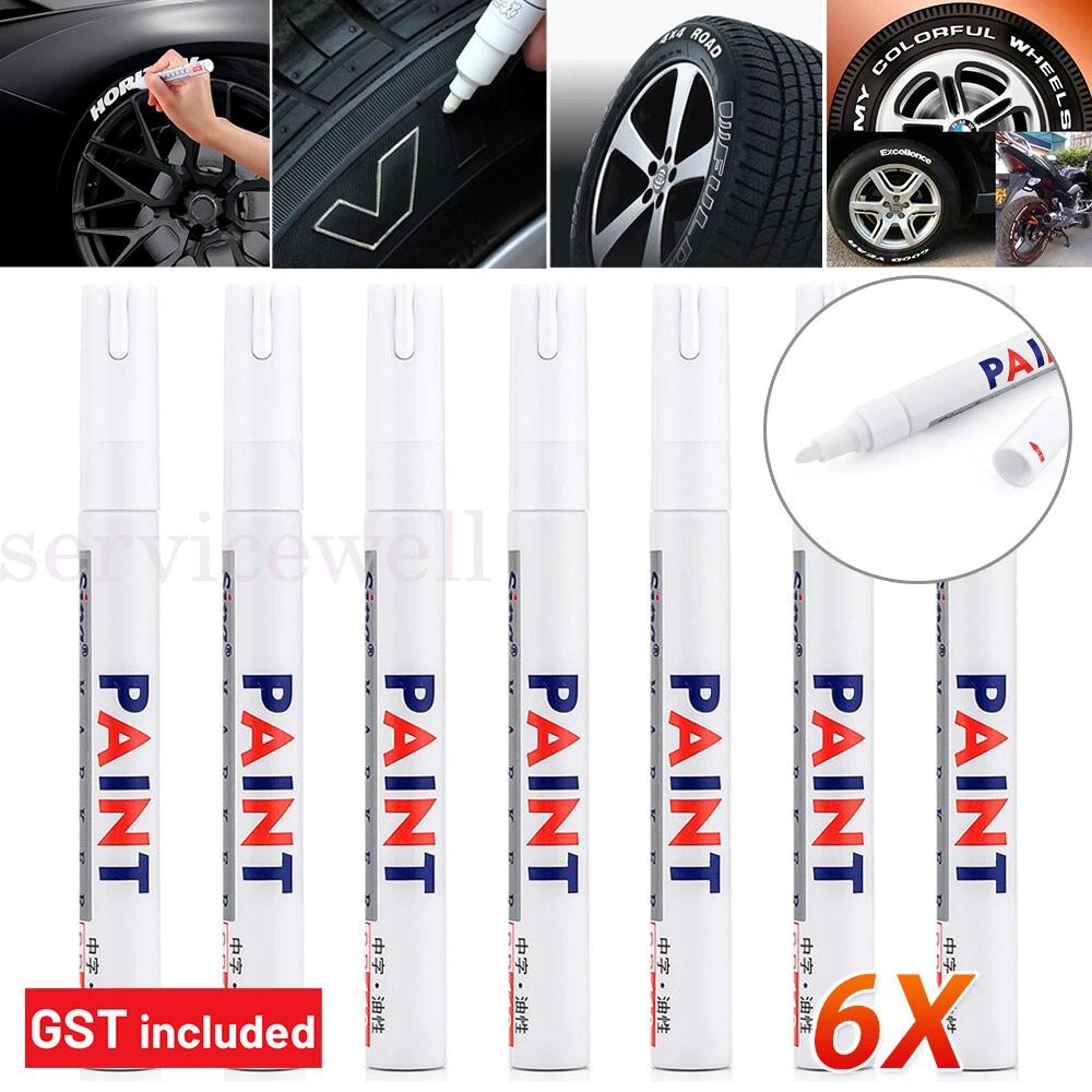 6x Waterproof White Paint Pens Permanent Marker Pen For Car Rubber Tyre Tire