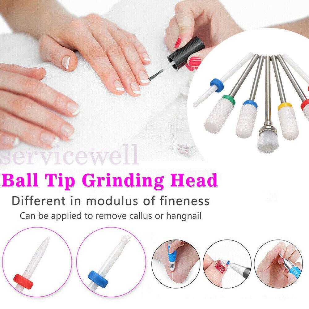 7Pcs Ceramic Nail Drill Bits Set File Acrylic Manicure Pedicure Nail Art Tools - Image 2