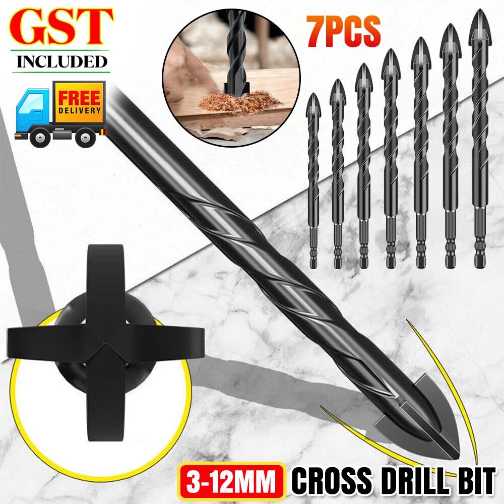 7Pcs Masonry Drill Bit Set,Concrete Drill Bits Set for Tile,Brick,Glass,Plastic