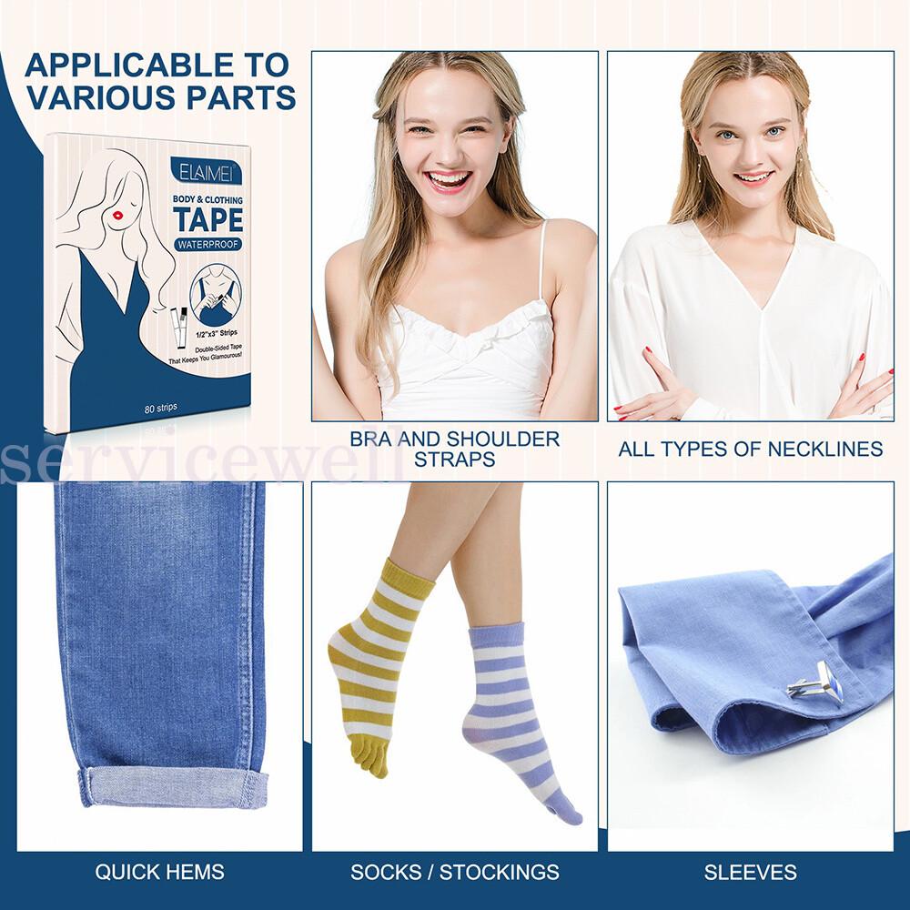 80x Clothes Double Sided Tape for Fashion Body Skin Clear Tape Dress Strips - Image 6