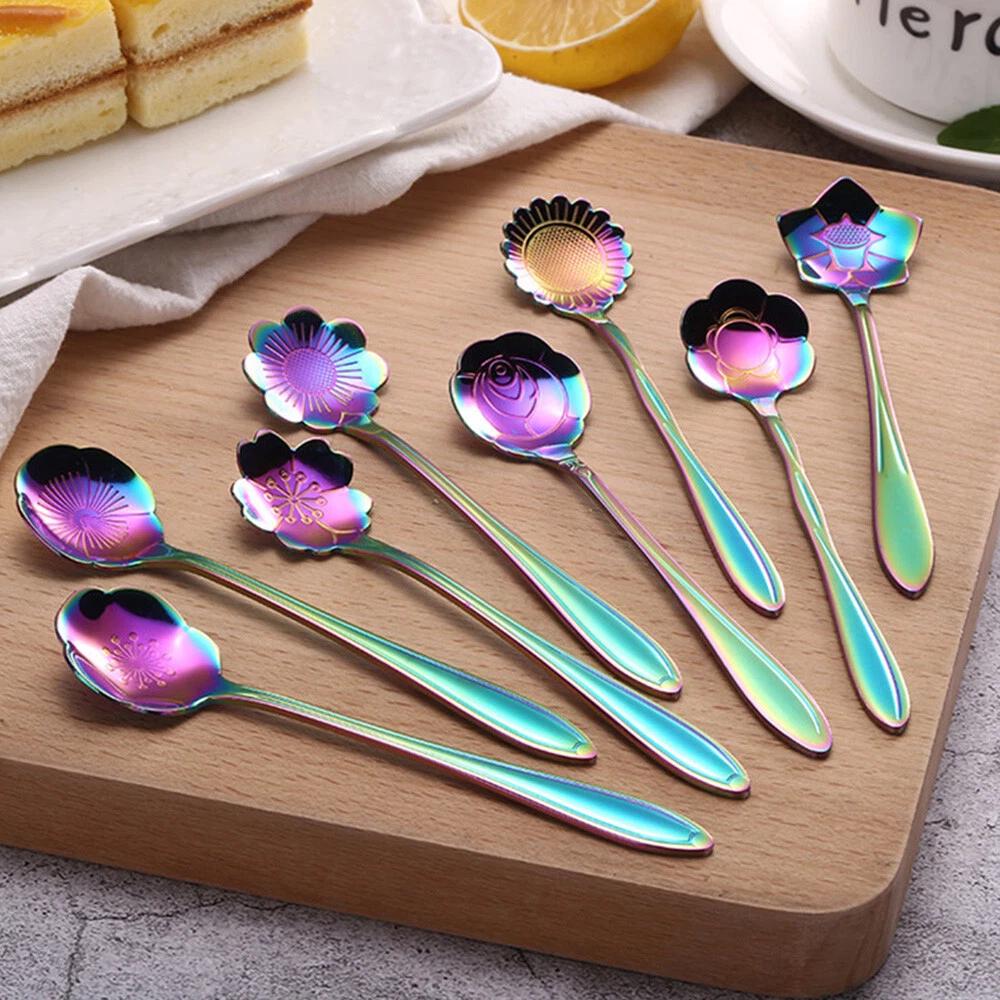 8PCS Spoon Long Handle Dessert Tea Coffee Mixing Spoon Stainless-Steel Teaspoons - Image 5