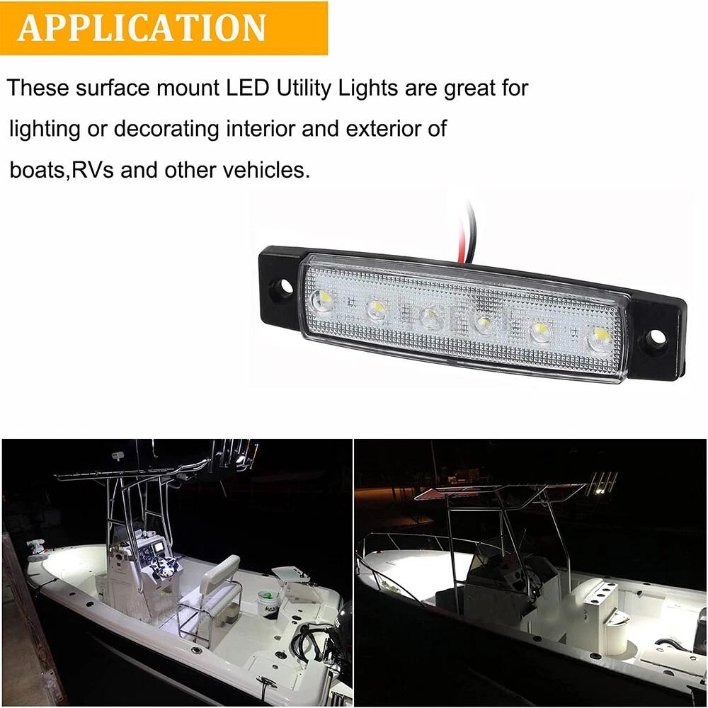 8X Marine Boat 6 LED Lamp White Cabin Deck Courtesy Light Stern Transom Lights - Image 5