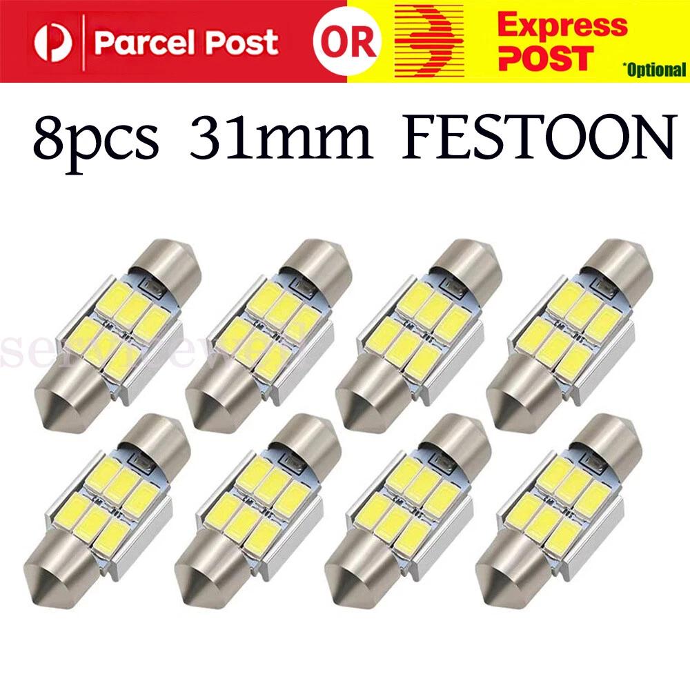 8pcs 31mm 6SMD Festoon 5630 LED Car Interior Dome Map Light Bulb Globe Canbus