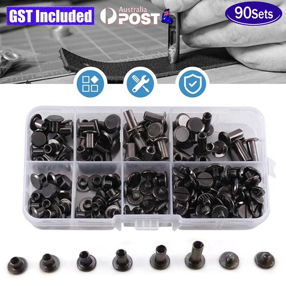 90x Belt Screw Leather Craft Chicago Nail Rivet Stud Head Wallet Round Flat Head