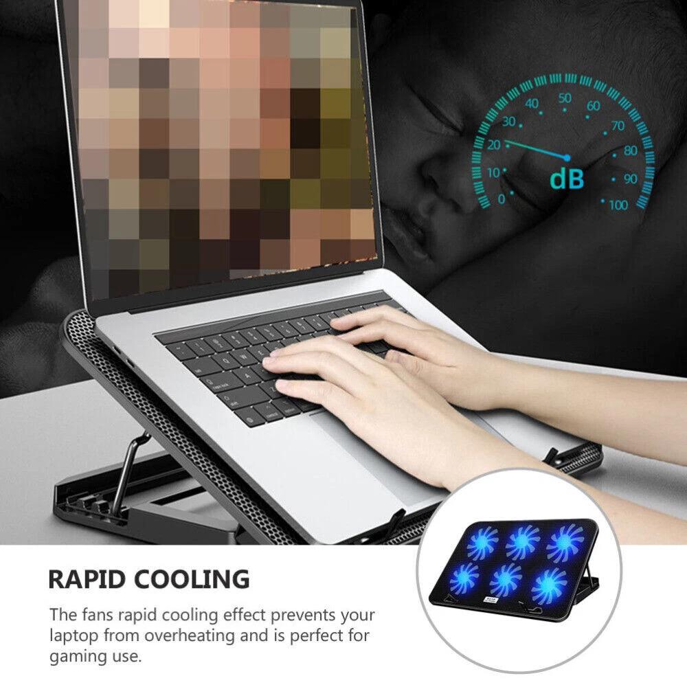 A9 Laptop Gaming Cooler Cooling Pad Stand Big USB ports Fans LED lights 12 -17 - Image 7