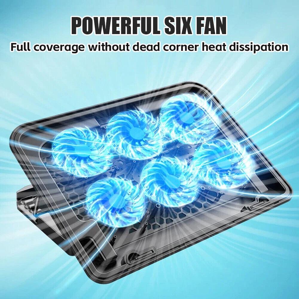 A9 Laptop Gaming Cooler Cooling Pad Stand Big USB ports Fans LED lights 12 -17 - Image 3