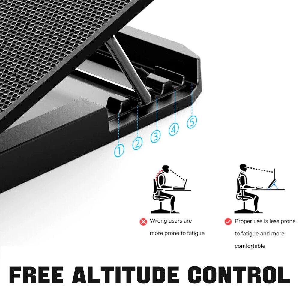 A9 Laptop Gaming Cooler Cooling Pad Stand Big USB ports Fans LED lights 12 -17 - Image 5