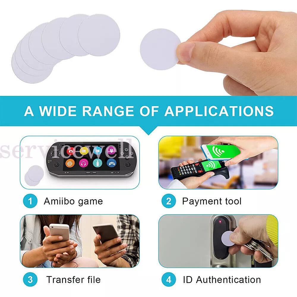 10pc NTAG215 NFC PVC Coin Card Tag Adhesive Tags Chip For Switch TagMo Amiibo