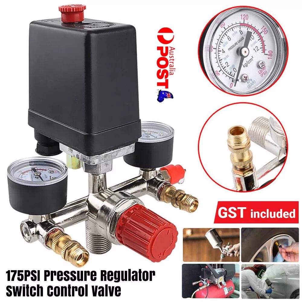 AU 175PSI Air Compressor Pressure Switch Control Valve Manifold Regulator Gauges