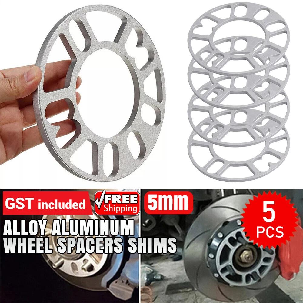 AU 4pcs 5mm Alloy Aluminum Wheel Spacers Shims Spacer Universal 4/5 Stud Car Kit