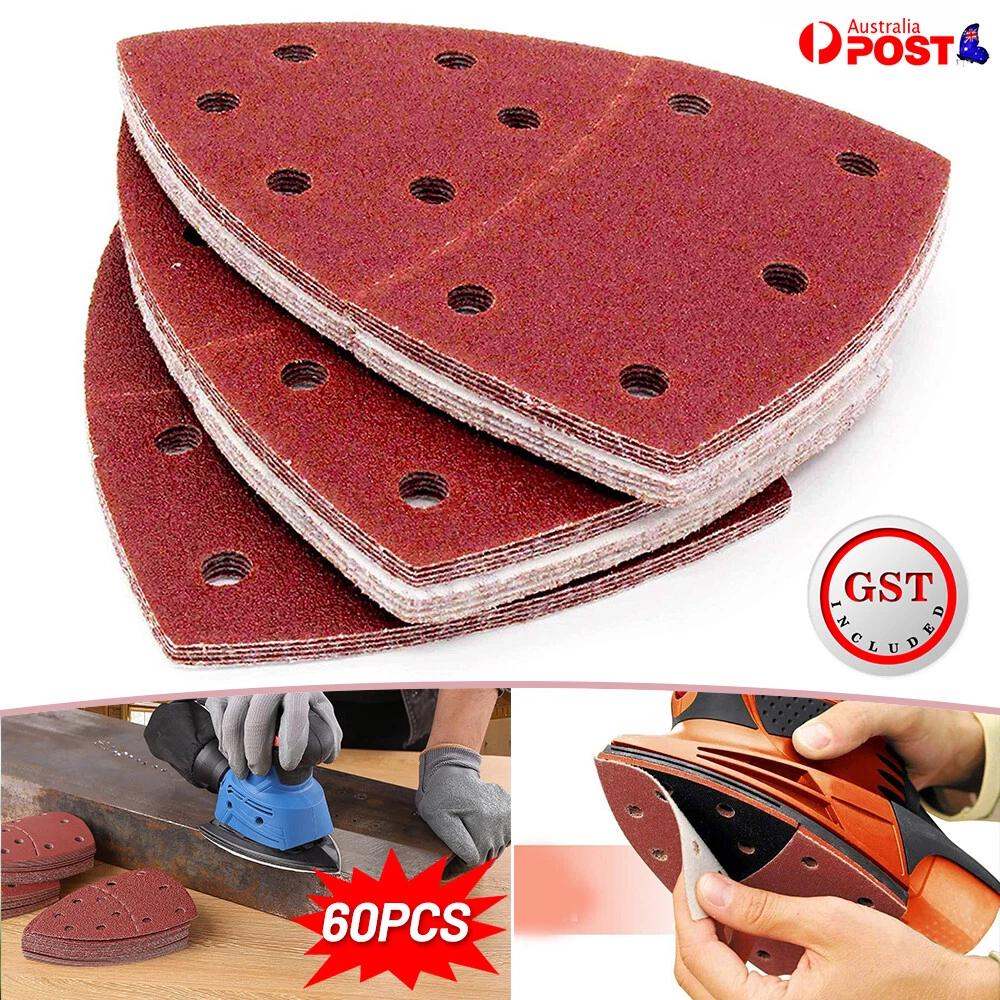 60xSanding Sheets Triangle Mouse Detail Sander Pads 40 60 80 120 180 240 Grit