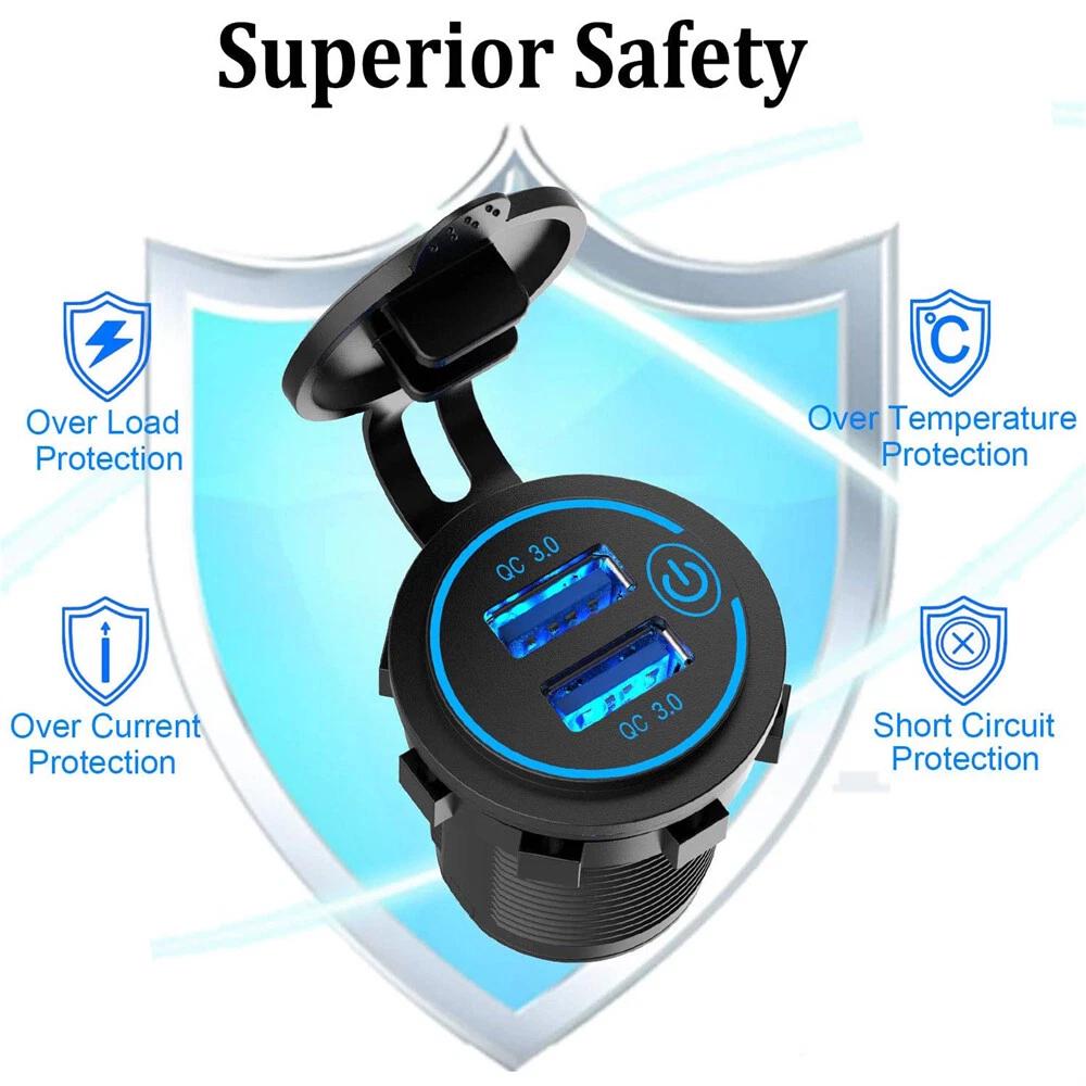 Car Dual USB 12V-24V Charger Quick Charge QC 3.0 Socket Power Outlet - Image 4