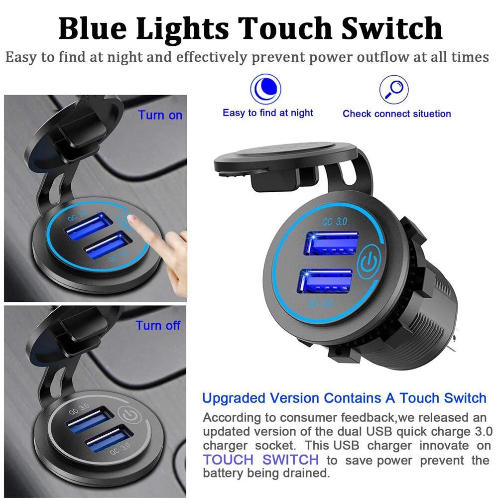 Car Dual USB 12V-24V Charger Quick Charge QC 3.0 Socket Power Outlet - Image 3