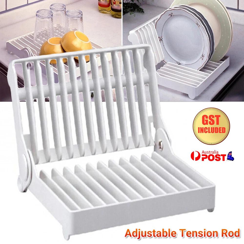 Folding Dish Plate Drying Rack Holder Drainer Kitchen Storage Organizer Stand