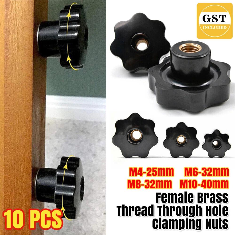 M4 M6 M8 M10 Female Brass Thread Through Hole Clamping Nuts Knob Handle 10PCS
