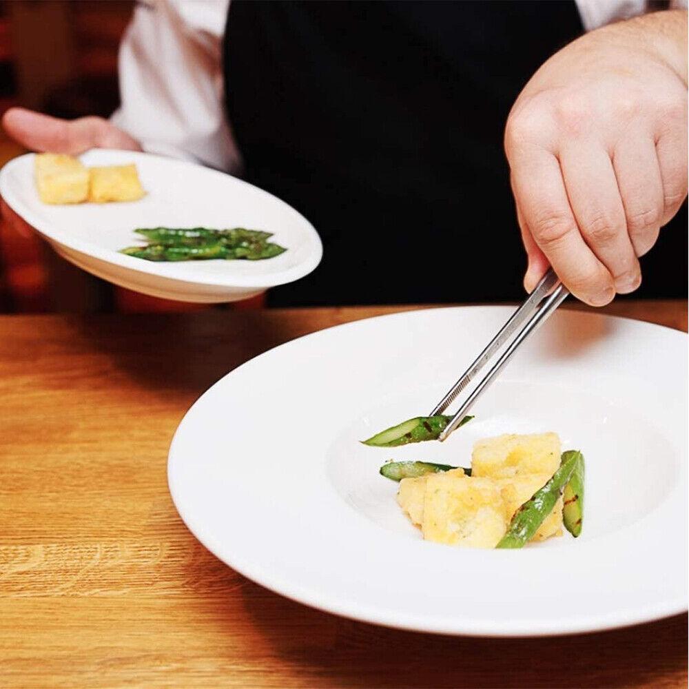 Silver Stainless Steel Long Food Tongs Straight Tweezers Kitchen Tool - Image 5