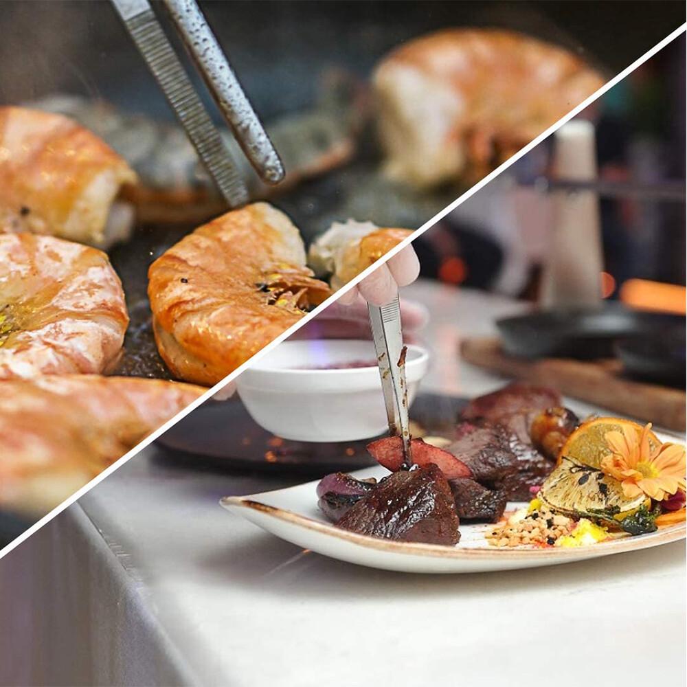 Silver Stainless Steel Long Food Tongs Straight Tweezers Kitchen Tool - Image 4