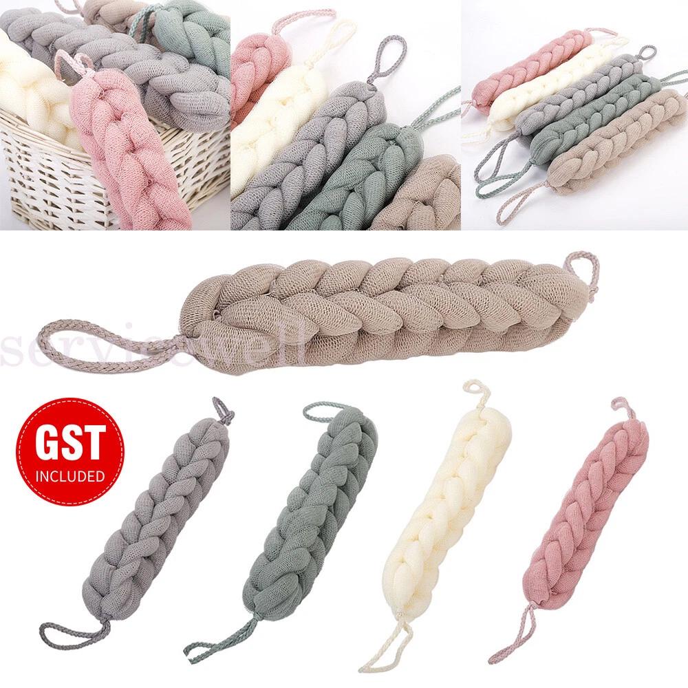Soft Mesh Sponge Long Handle Bath Brush Back Scrubber Body Puff Shower Loofah