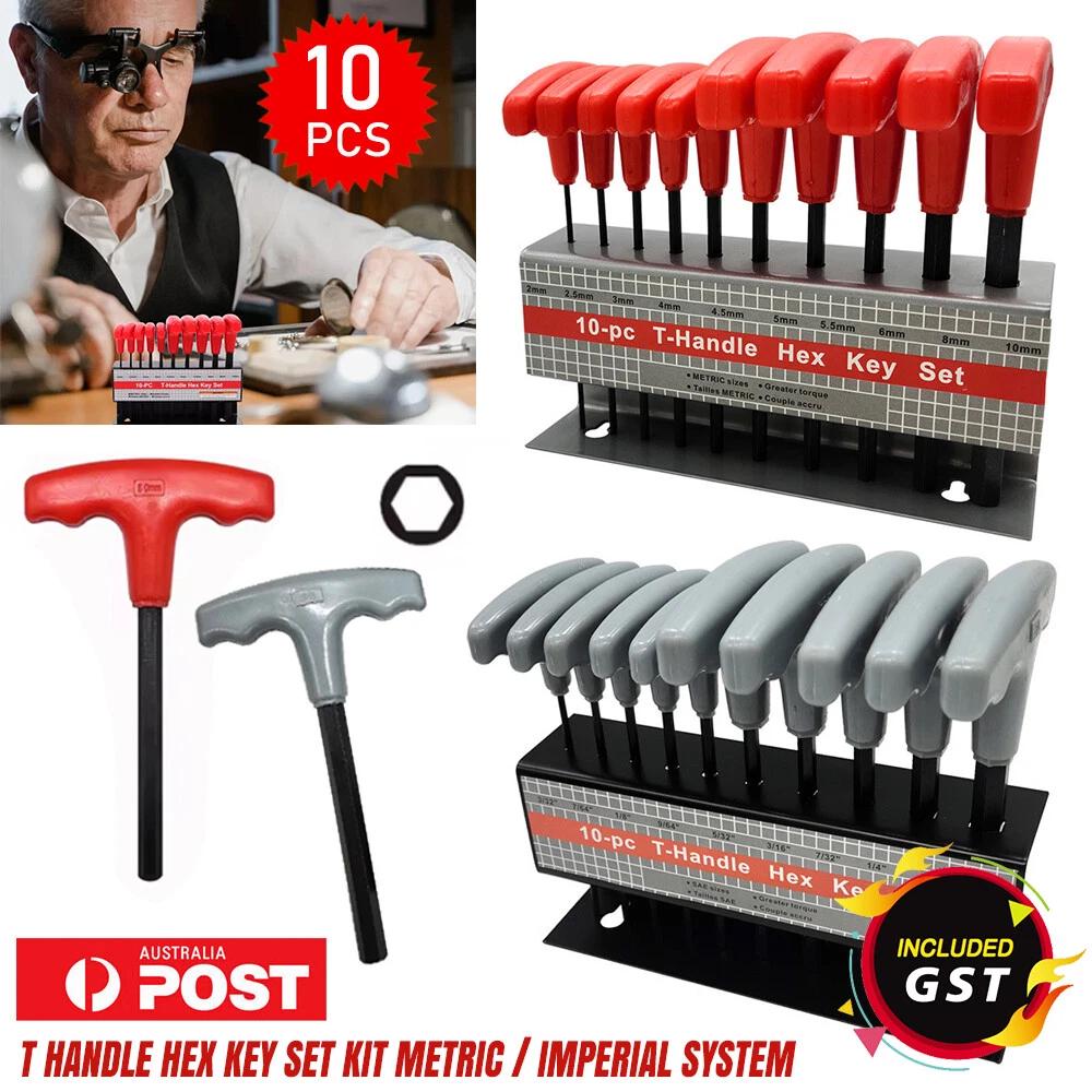 T Handle Hex Key Set Metric and or SAE 10 to 20pcs Allen Keys T Bar Wrench