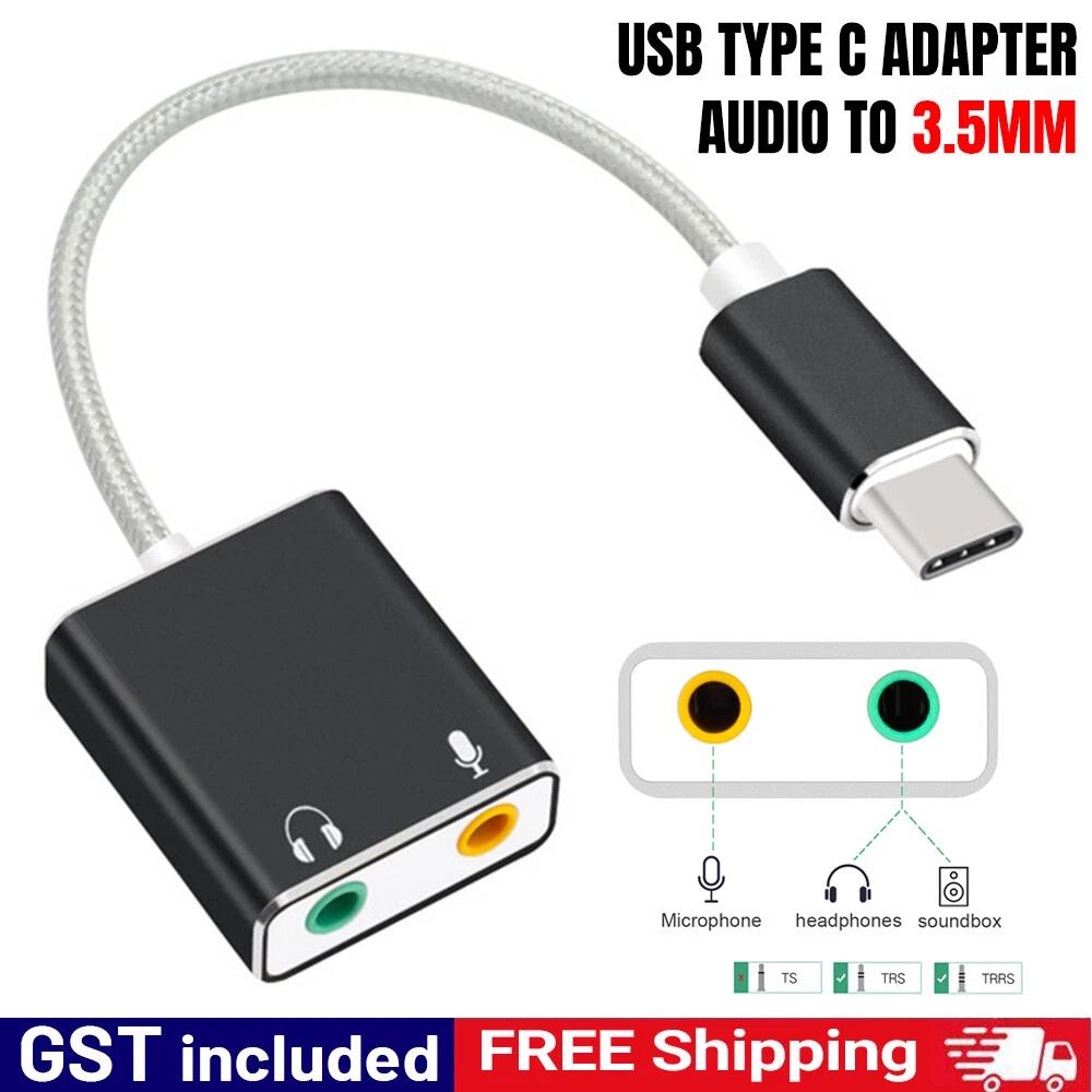 USB Type C AdapterAudio to3.5mm Jack Headphone Microphone Aux Sound Converter