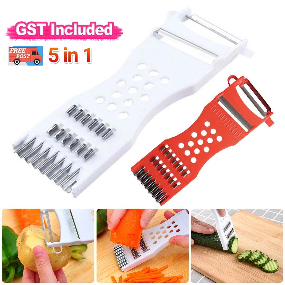 Vegetable Grater 5 in 1 Hand Held Julienne Cutter Potato Fruit Slicer Peeler