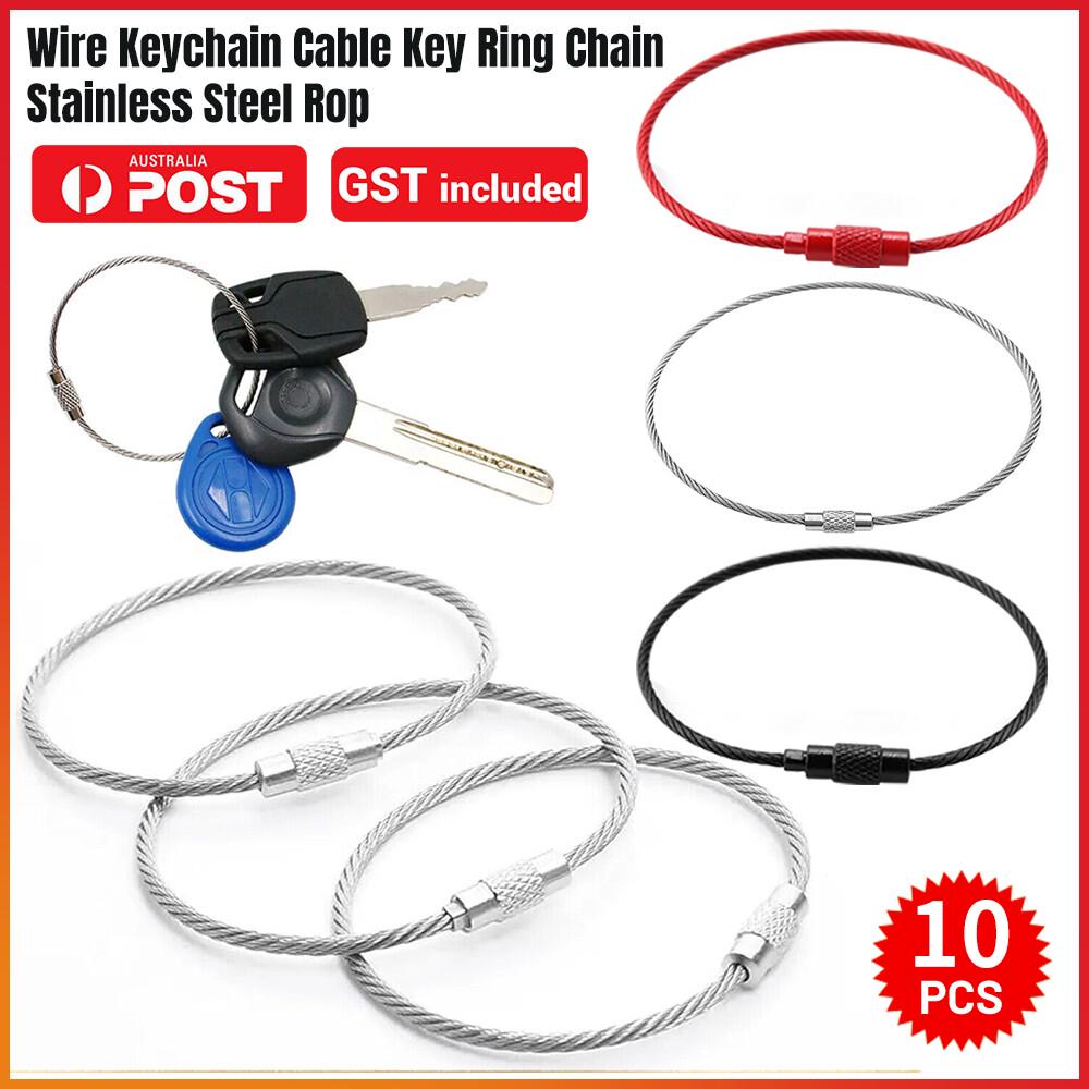 Wire Keychain Cable Key Ring Chain Stainless Steel Rope Outdoor Hiking Lock