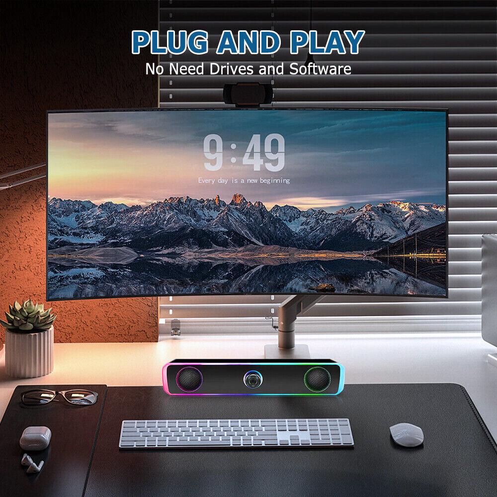 AU Wired USB Powered/Bluetooth 5.0 Computer Stereo LaptopSpeakers for Desktop PC - Image 3