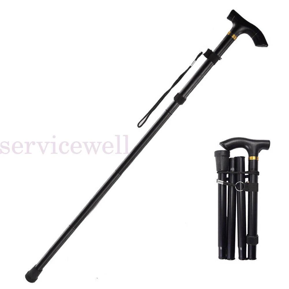 Adjustable Aluminum Metal Walking Stick Cane Folding Collapsible Travel Hiking - Image 2
