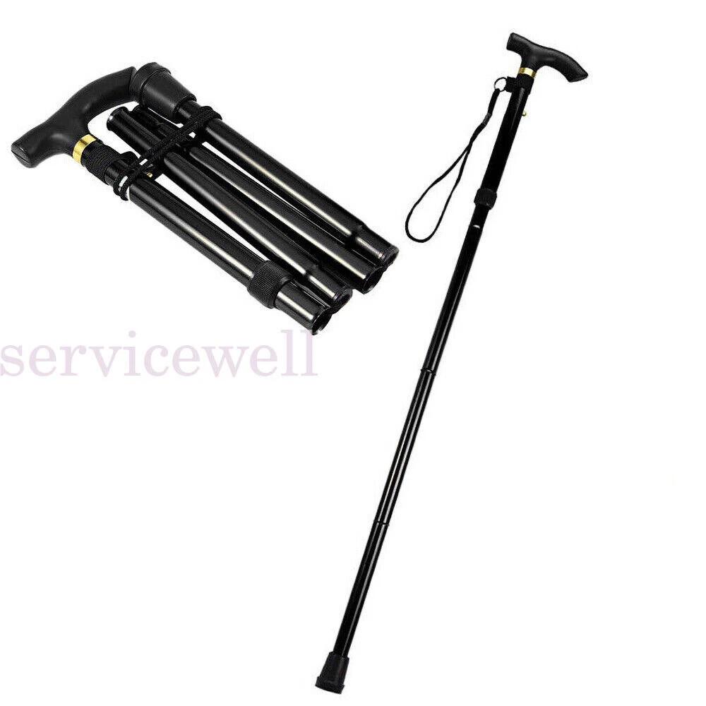 Adjustable Aluminum Metal Walking Stick Cane Folding Collapsible Travel Hiking - Image 4