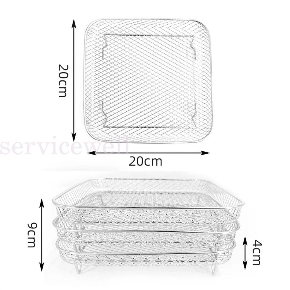 Air Fryer Tray Dehydrator Rack Basket Stainless Steel Stackable Baking Fryer - Image 5