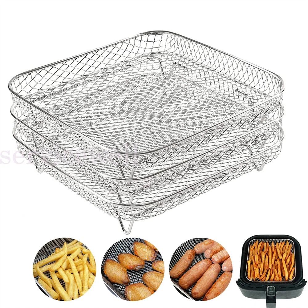 Air Fryer Tray Dehydrator Rack Basket Stainless Steel Stackable Baking Fryer - Image 7