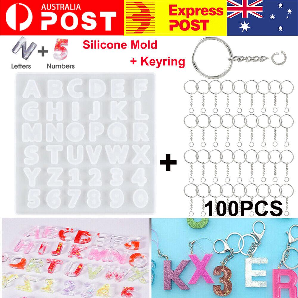Alphabet Number Letters Silicone Pendant Mold Resin Mould Casting + 100x Keyring
