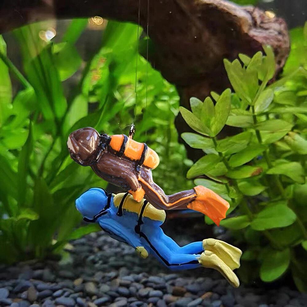 Aquarium Fish Tank Aquatic Landscape Diver Underwater Floating Ornament - Image 2