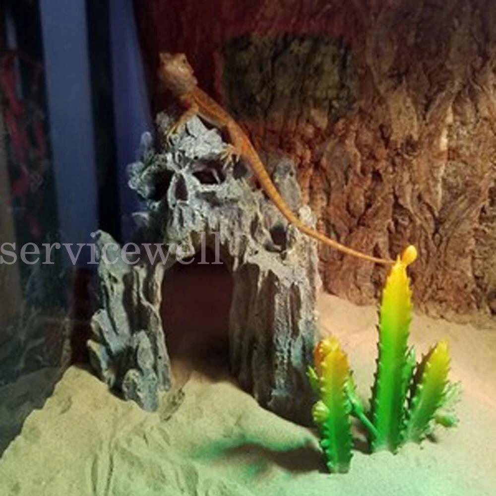 Aquarium Skull Cave Fish Tank Mountain Decoration Rock Decor Artificial Resin - Image 2